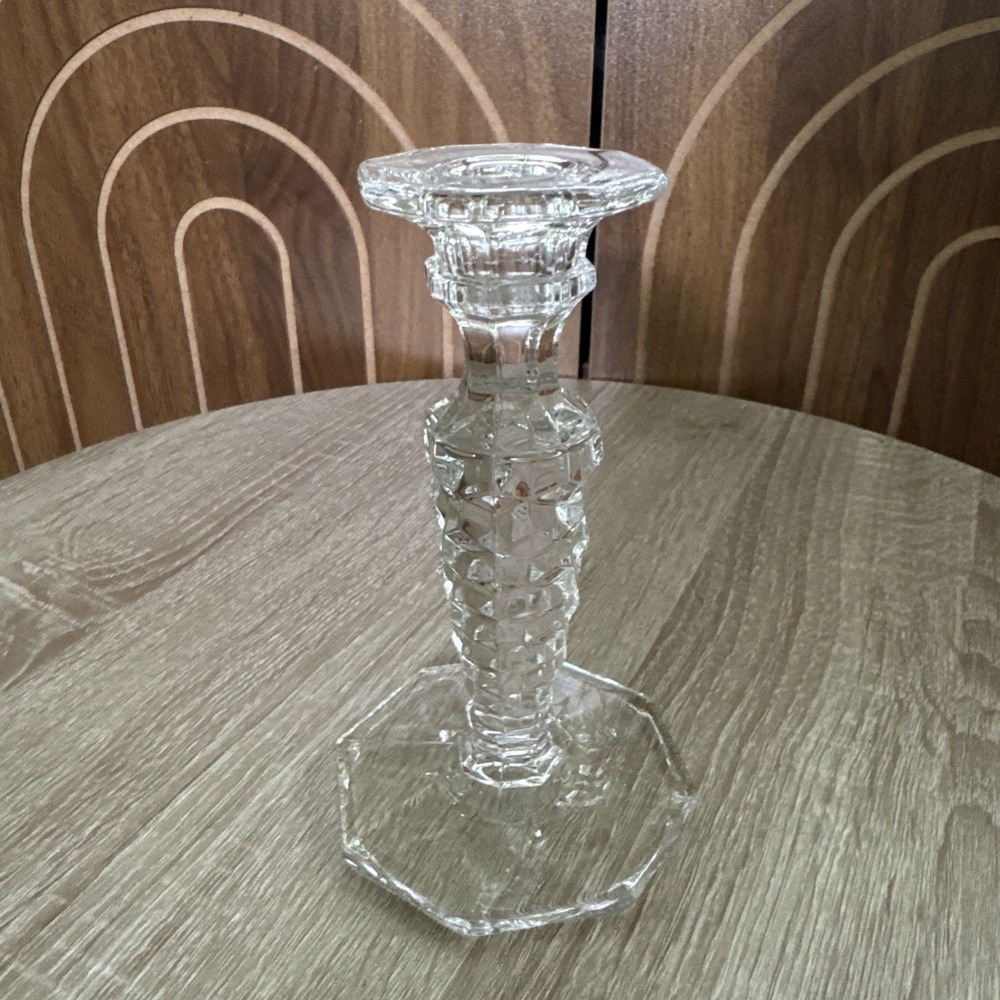 FOSTORIA AMERICAN CANDLESTICK HOLDER OCTAGONAL BASE 6 1/2" Manganese